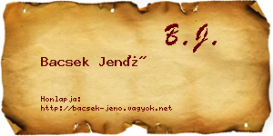 Bacsek Jenő névjegykártya
